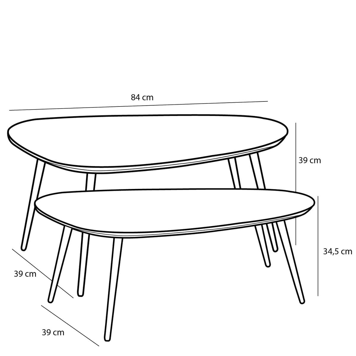 Mica Decorations Jailey Bijzettafel - Set van 2 - L84 x B39 x H39 cm - Gerecycled Hout - Bruin