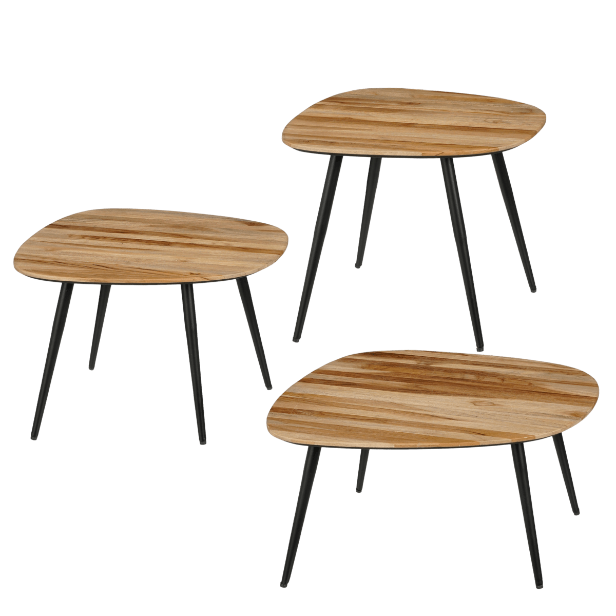 Mica Decorations Jailey Bijzettafel - Set van 3 - L62 x B52 x H34 cm - Gerecycled Hout - Bruin