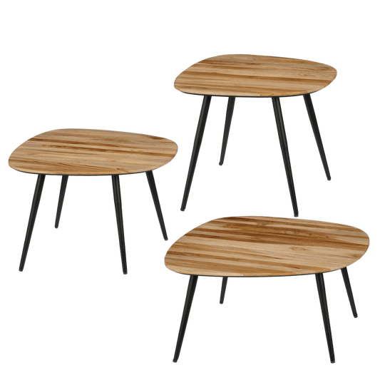 Mica Decorations Jailey Bijzettafel - Set van 3 - L62 x B52 x H34 cm - Gerecycled Hout - Bruin