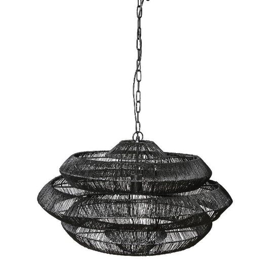 PTMD Jeff zwarte Iron 5 laags ronde hanglamp