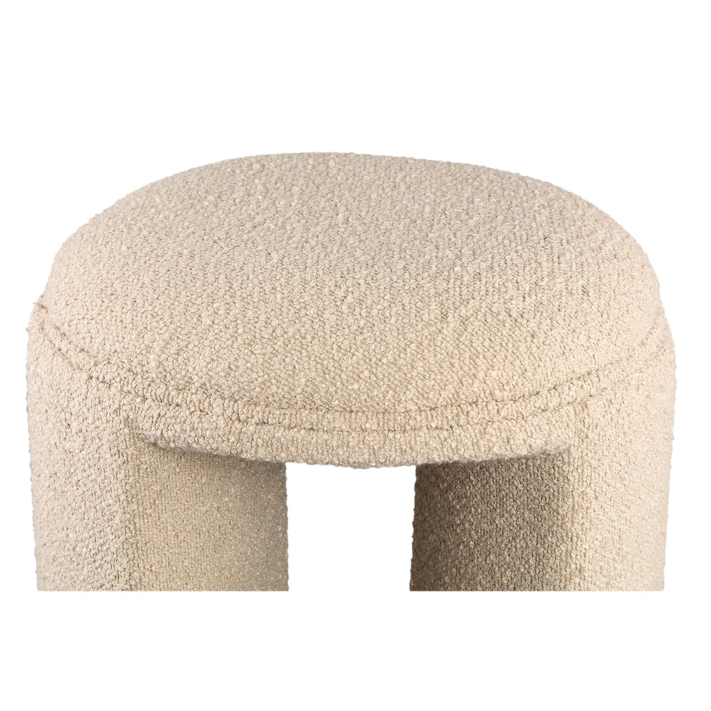 PTMD Josey Beige poly ronde poef U-vormig