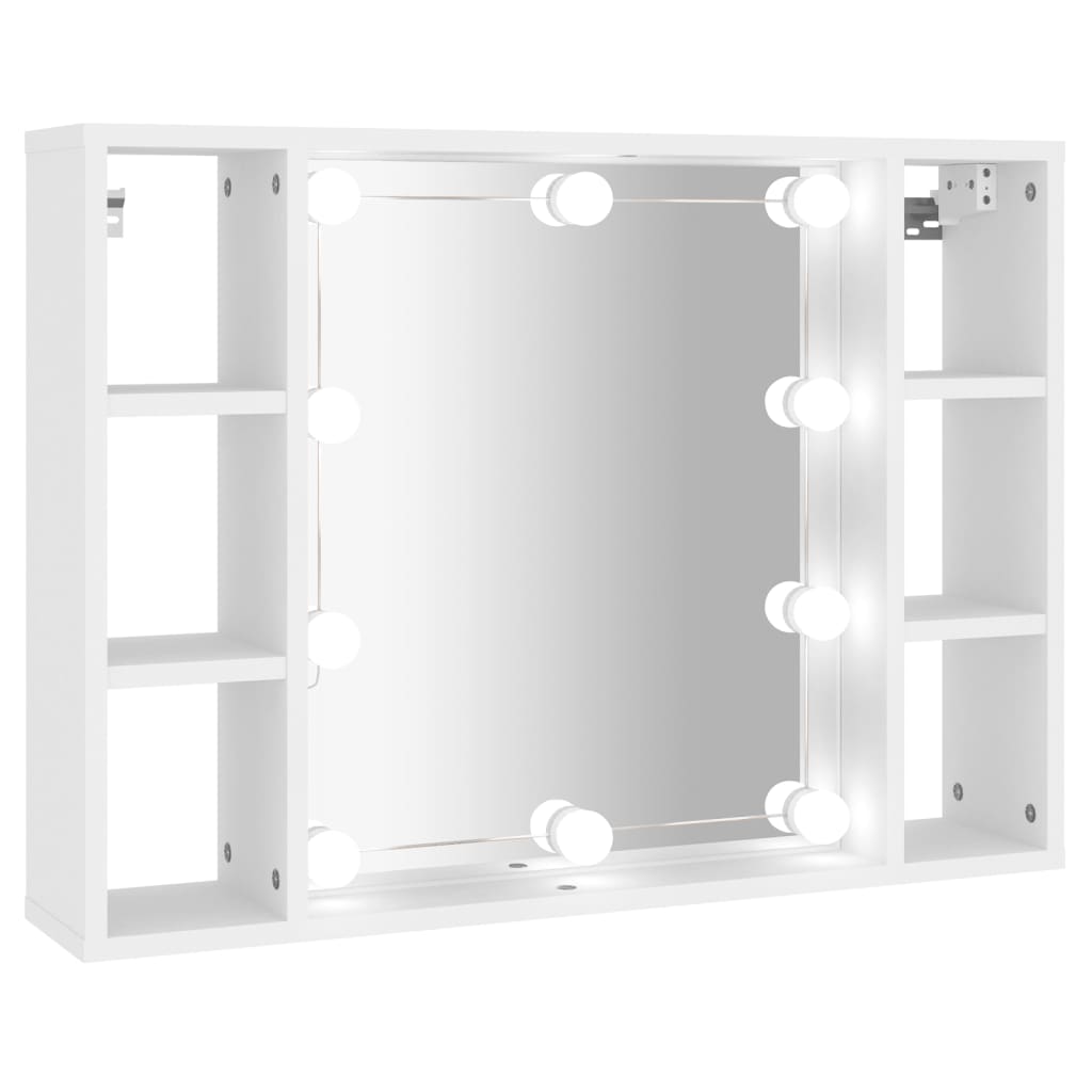 vidaXL Kasten & opbergmeubelen Spiegelkast met LED-verlichting 76x15x55 cm wit