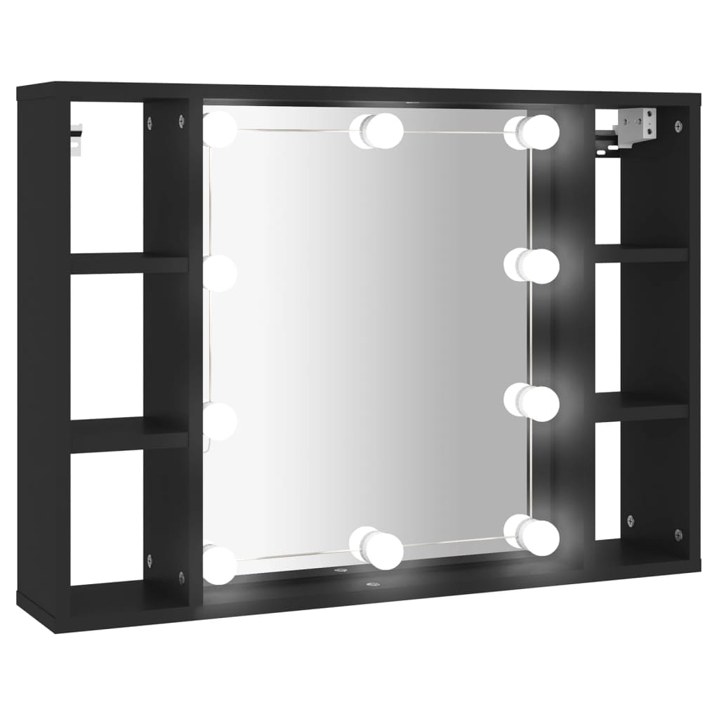 vidaXL Kasten & opbergmeubelen Spiegelkast met LED-verlichting 76x15x55 cm zwart