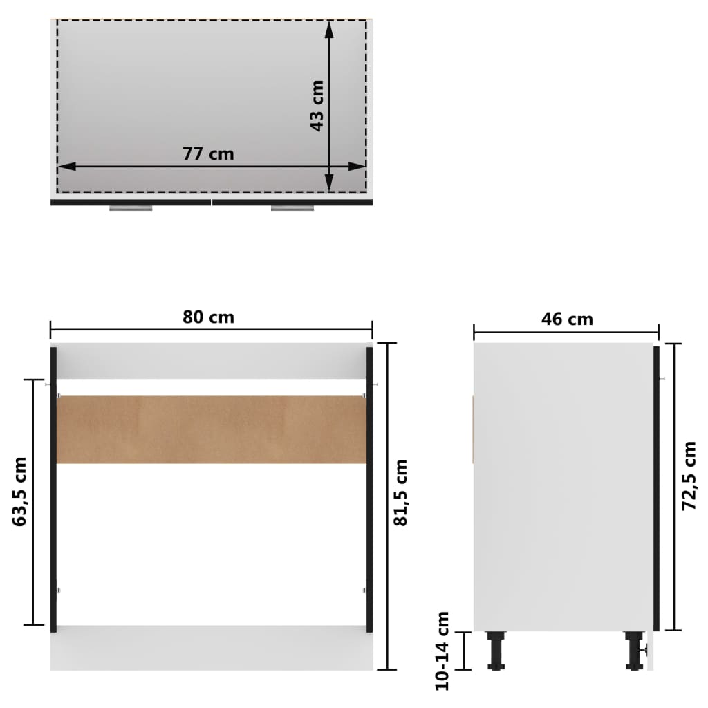 vidaXL Keukenkasten Wastafelonderkast 80x46x81,5 cm bewerkt hout zwart