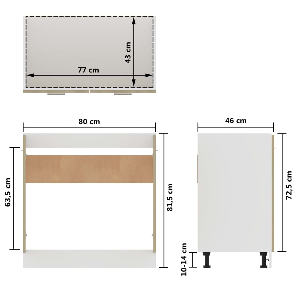 vidaXL Keukenkasten Wastafelonderkast 80x46x81,5cm bewerkt hout sonoma eikenkleurig