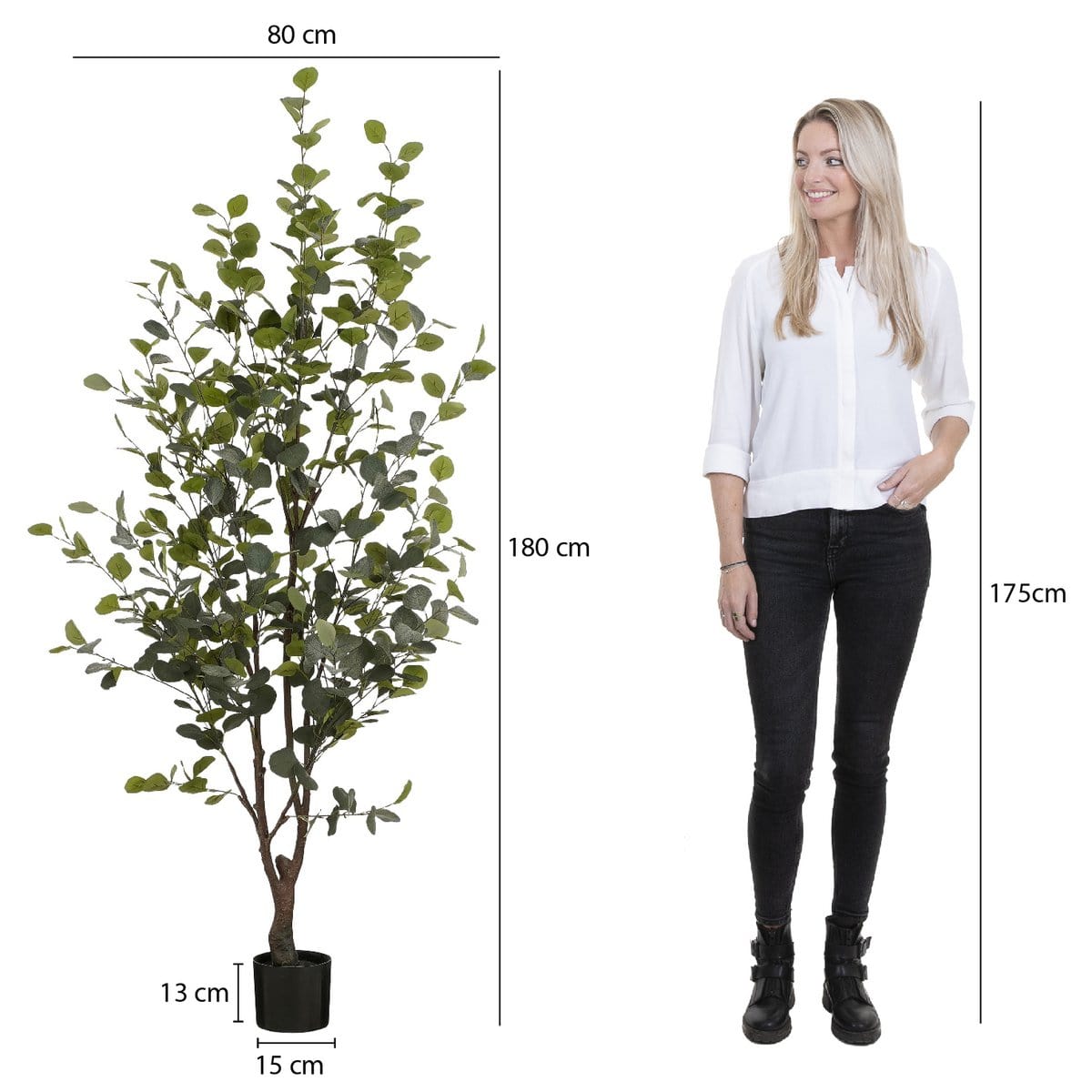 Mica Decorations Kunstplant Eucalyptusboom in Pot - H180 x Ø80 cm - Groen