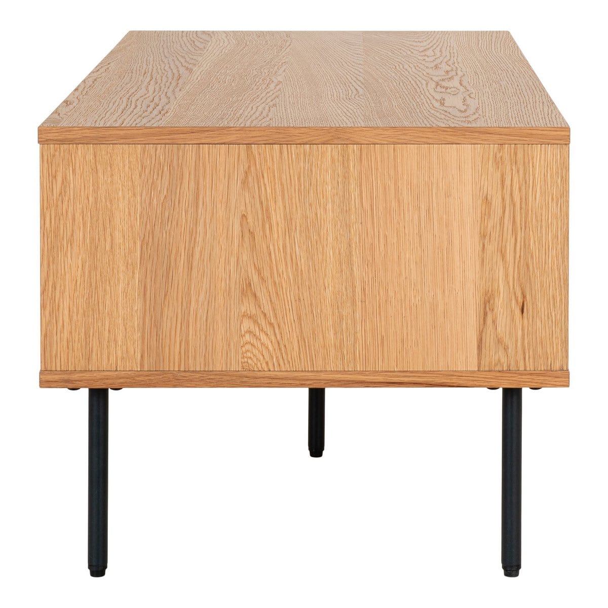 House Nordic ApS Kyoto Coffee Table - Salontafel, eikenfineer, zwart metalen poten, 2 laden, 50x100x45 cm