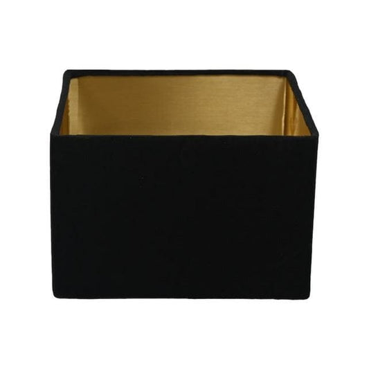 HSM Collection LaLampenkap Vierkant - 30x30x20 - Zwart/goud - Fluweel