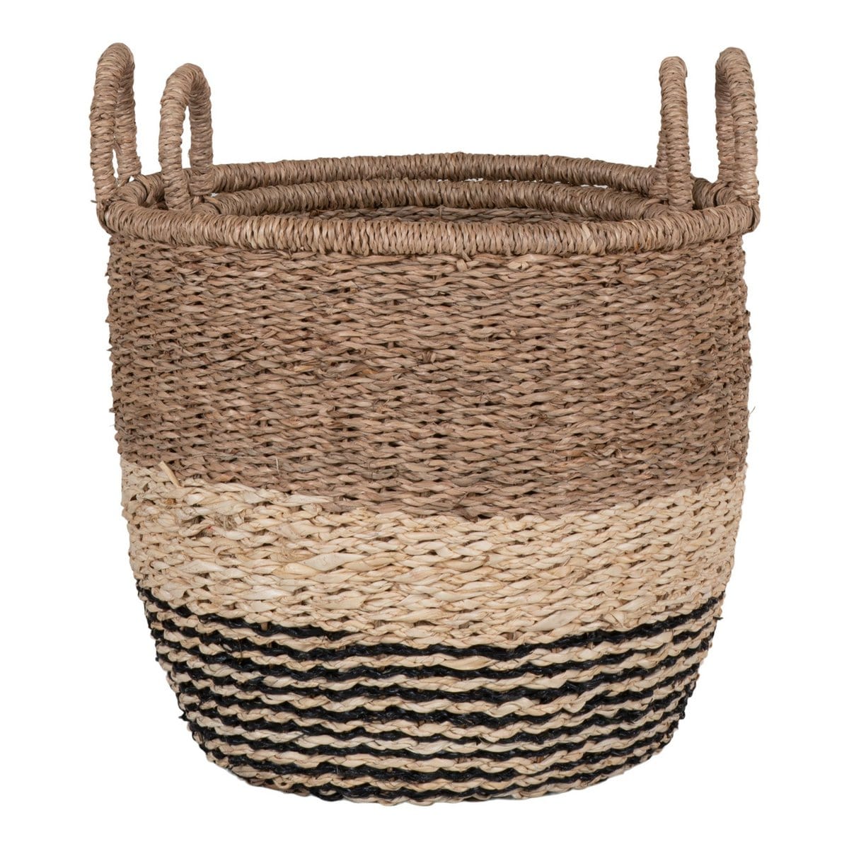 House Nordic ApS Lima Basket - Mand in zeegras, natuur/bruin/zwart, set van 2