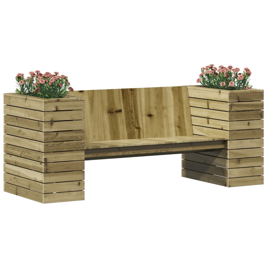 vidaXL Loungebanken Bankje met plantenbakken 167,5x60x65 cm grenenhout