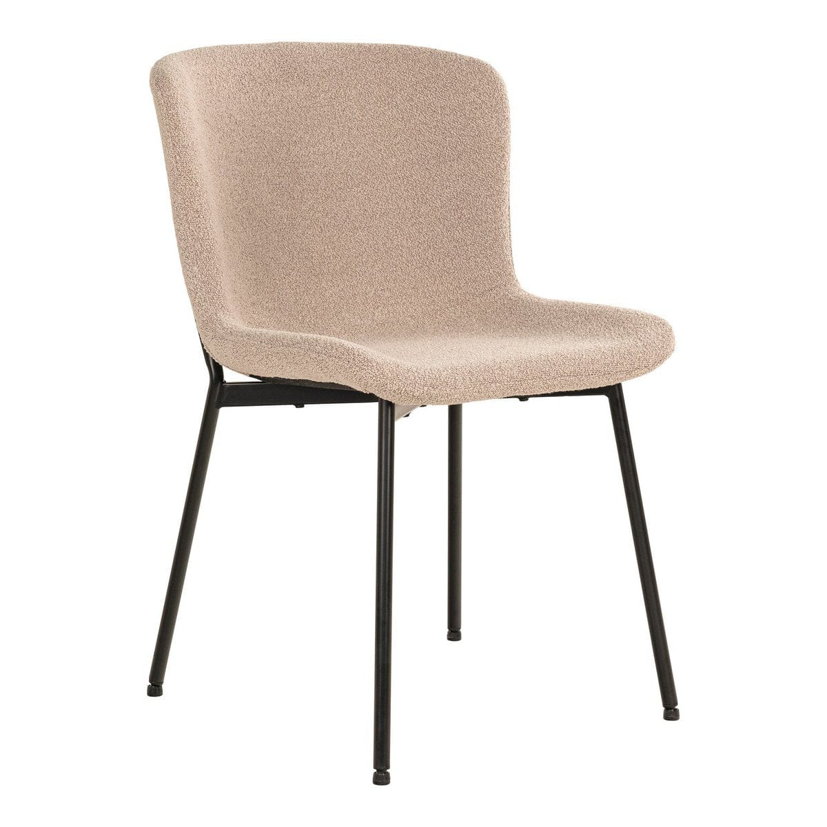 House Nordic ApS Maceda Dining Chair - Eetkamerstoel in bouclé, beige met zwarte poten - Set van 2