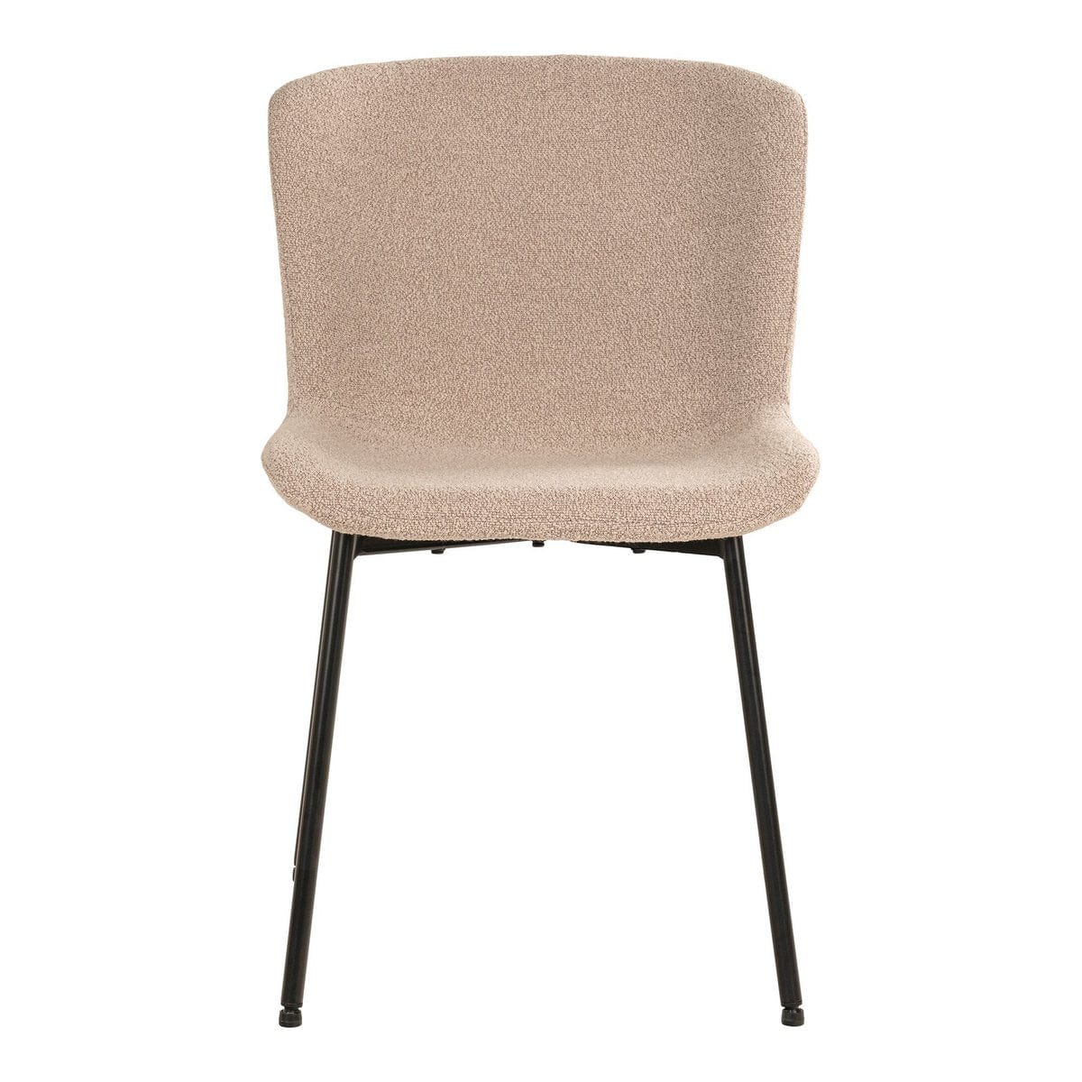 House Nordic ApS Maceda Dining Chair - Eetkamerstoel in bouclé, beige met zwarte poten - Set van 2