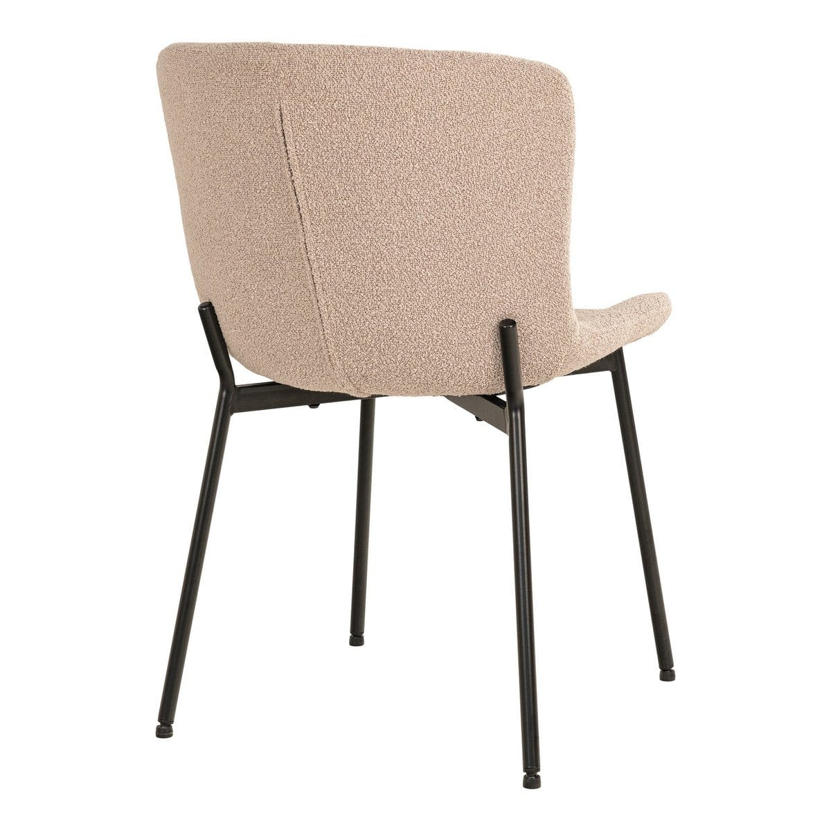 House Nordic ApS Maceda Dining Chair - Eetkamerstoel in bouclé, beige met zwarte poten - Set van 2