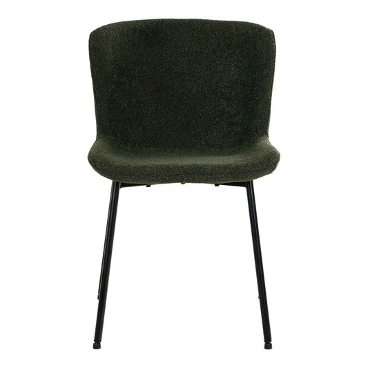 House Nordic ApS Maceda Dining Chair - Eetkamerstoel in bouclé, donkergroen met zwarte poten - Set van 2