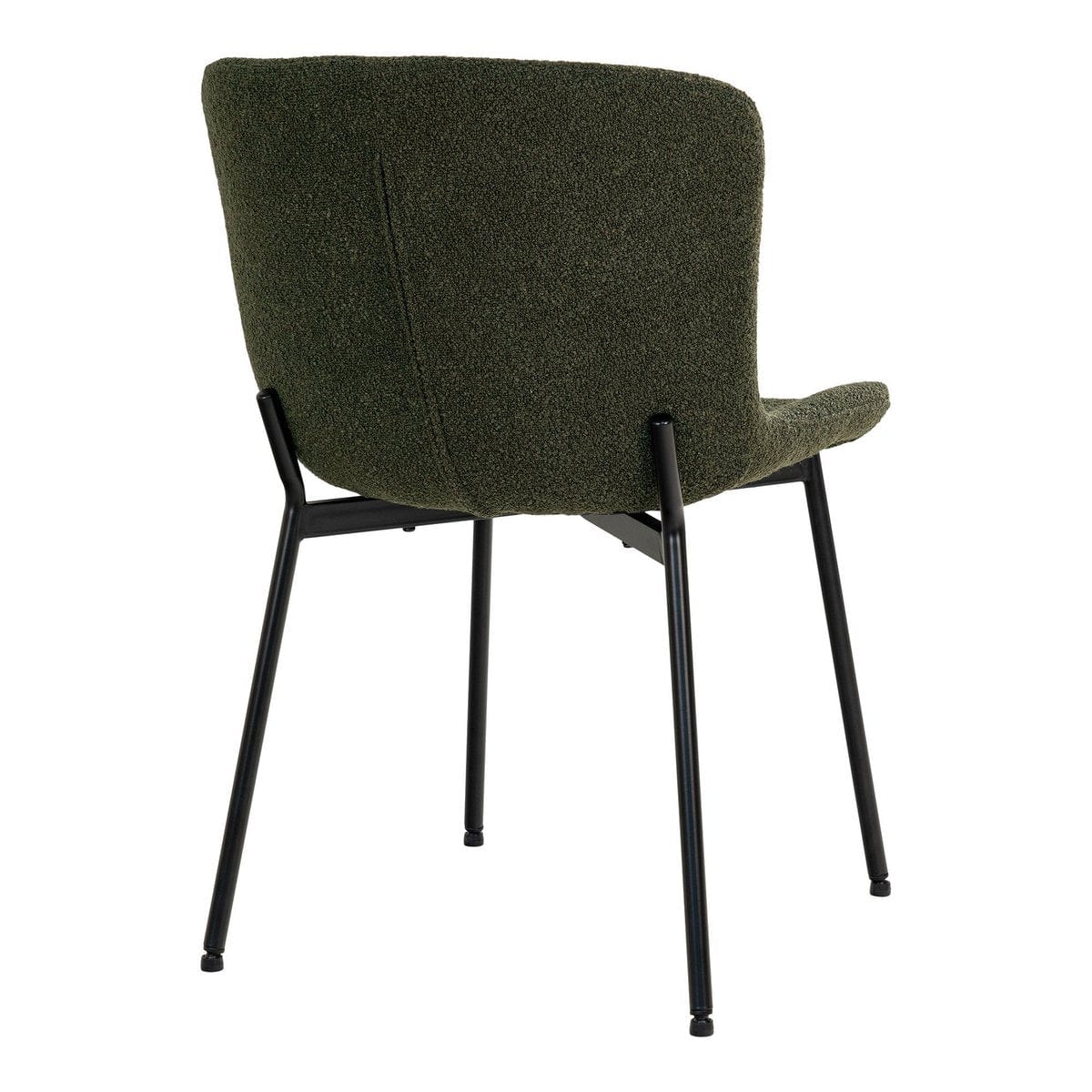 House Nordic ApS Maceda Dining Chair - Eetkamerstoel in bouclé, donkergroen met zwarte poten - Set van 2