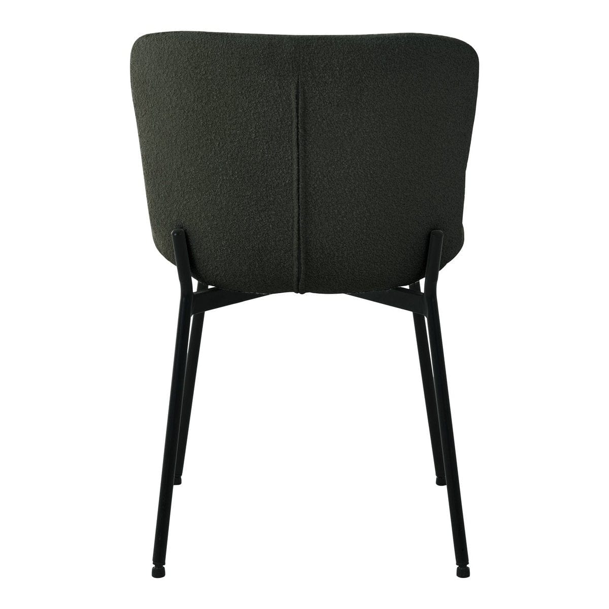 House Nordic ApS Maceda Dining Chair - Eetkamerstoel in bouclé, donkergroen met zwarte poten - Set van 2