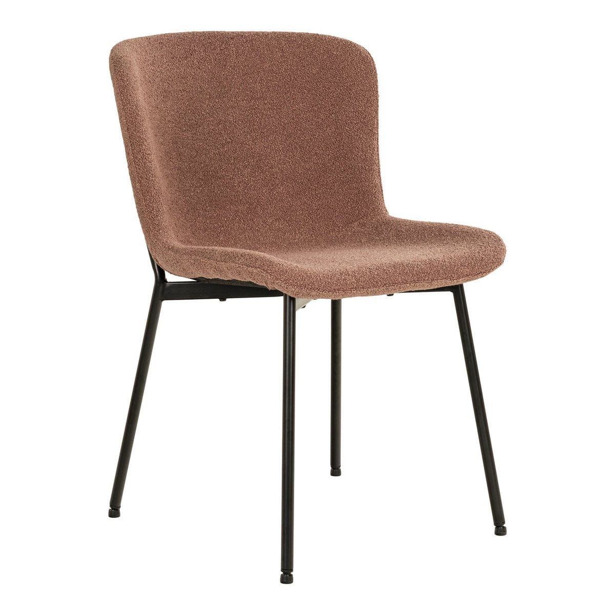 House Nordic ApS Maceda Dining Chair - Eetkamerstoel in bouclé, roest met zwarte poten - Set van 2