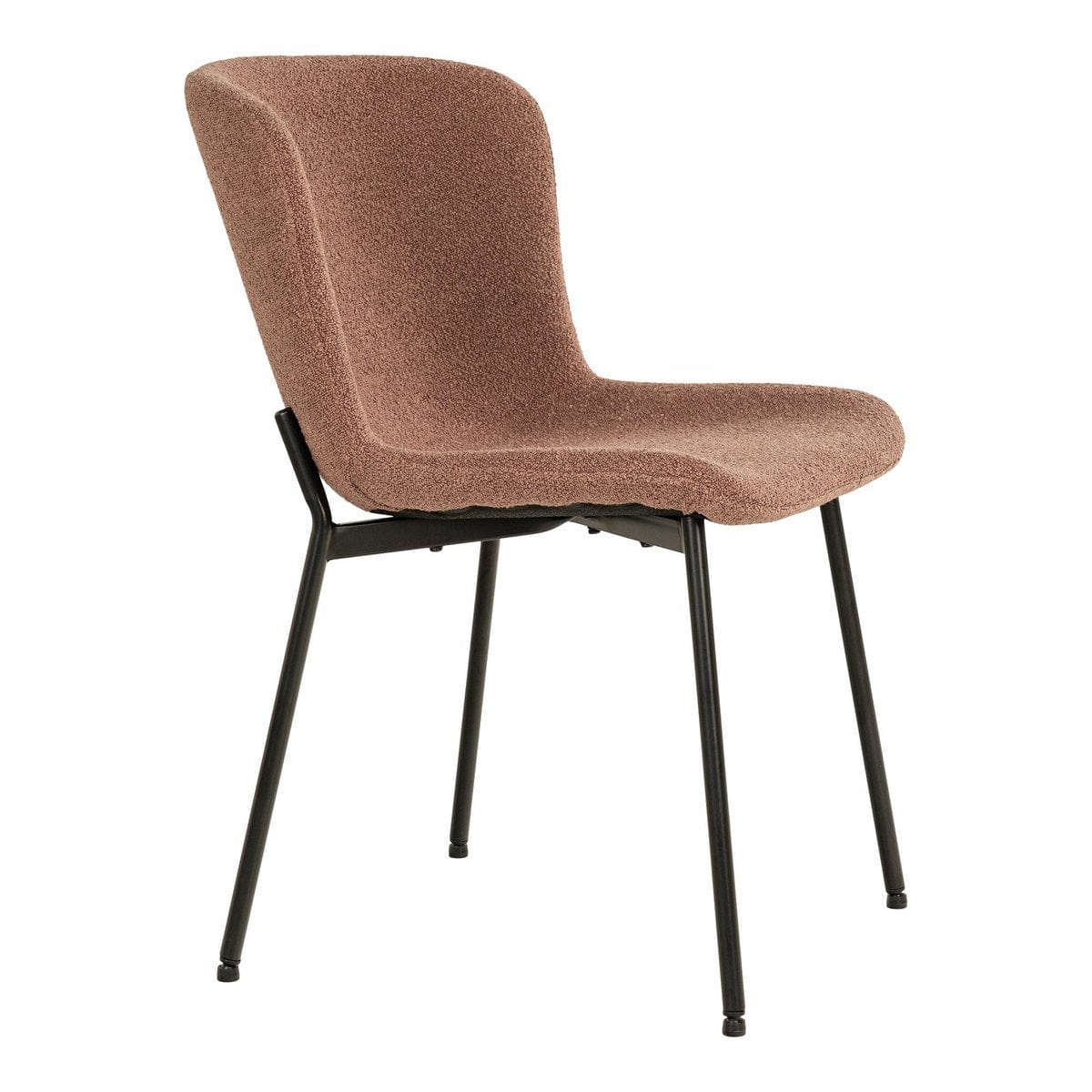 House Nordic ApS Maceda Dining Chair - Eetkamerstoel in bouclé, roest met zwarte poten - Set van 2