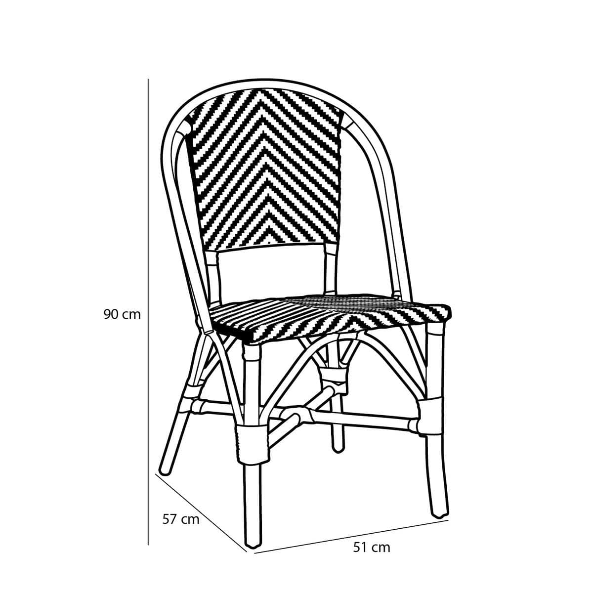 Mica Decorations Mandox Bistrostoel - L51 x B57 x H90 cm - Rotan - Donkergroen, Wit