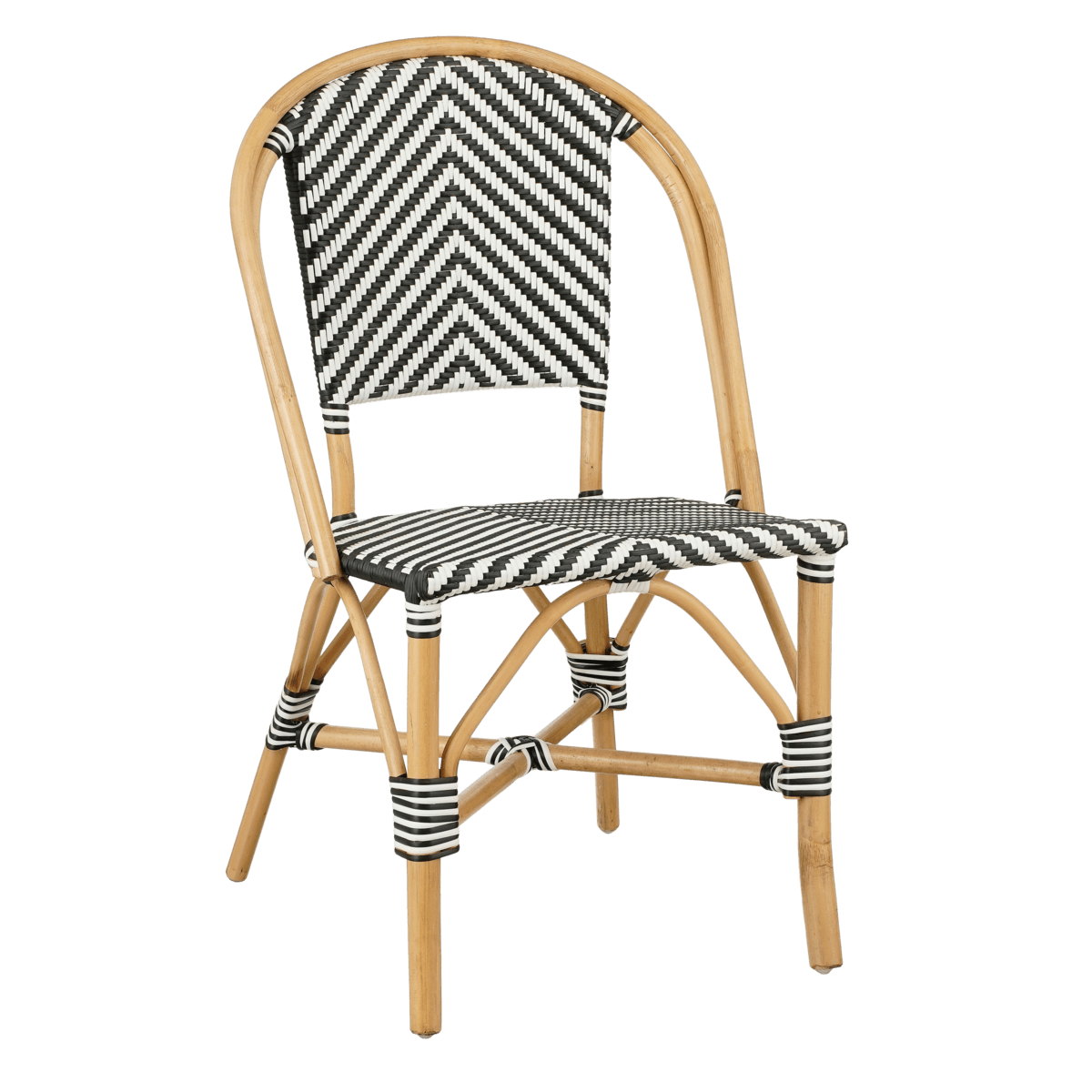 Mica Decorations Mandox Bistrostoel - L51 x B57 x H90 cm - Rotan - Zwart, Wit