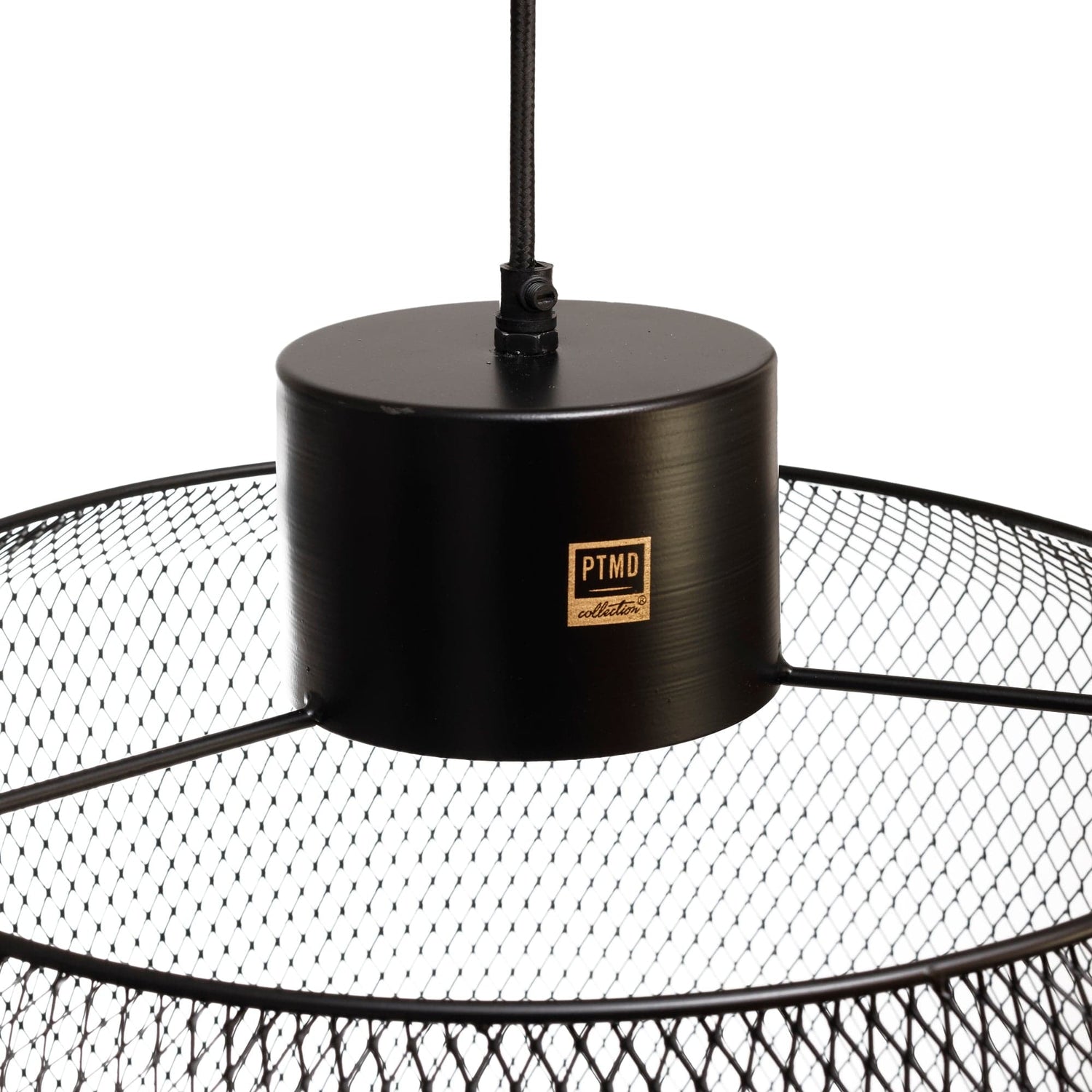 PTMD Mesh Zwart ijzeren hanglamp rond L