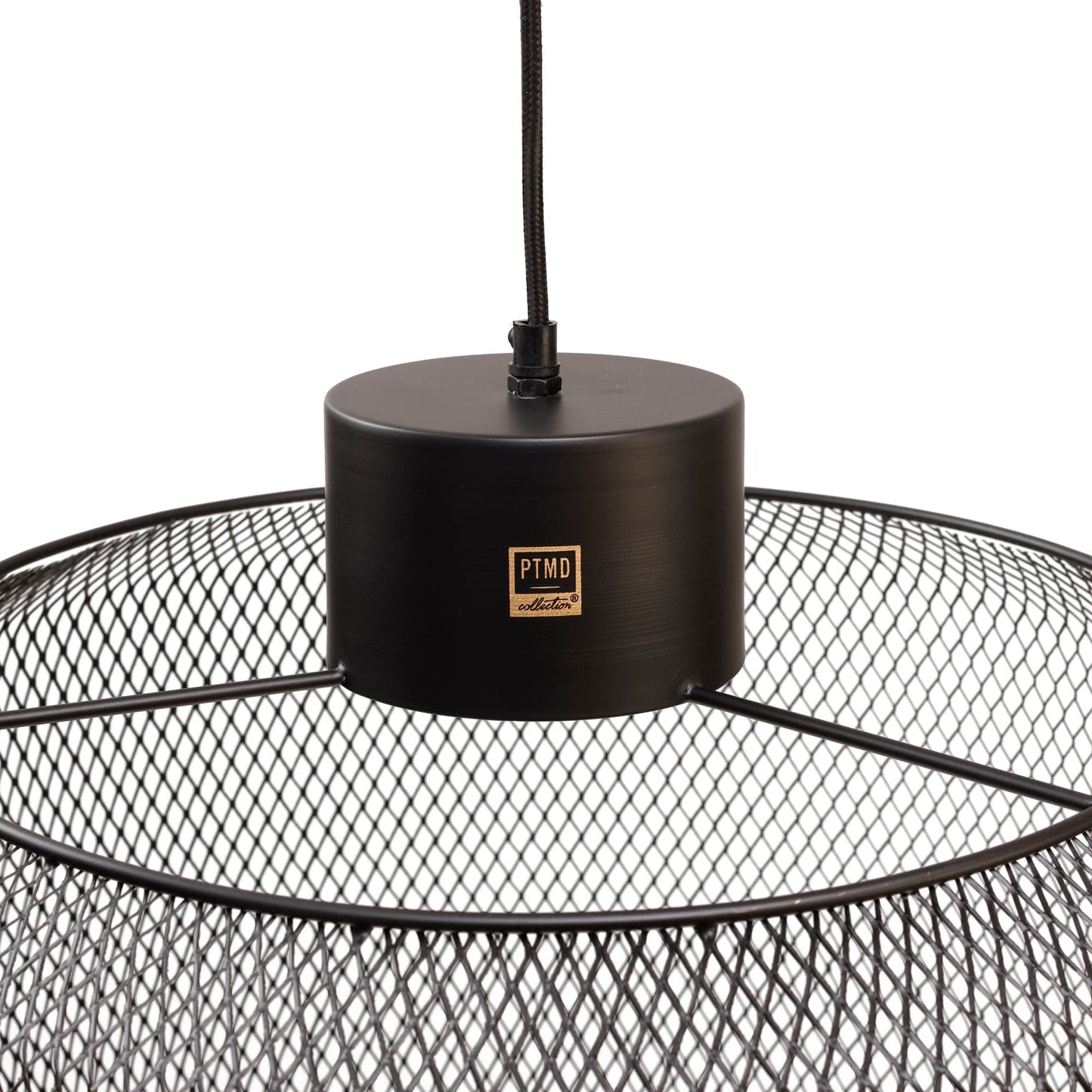 PTMD Mesh Zwart ijzeren hanglamp rond S