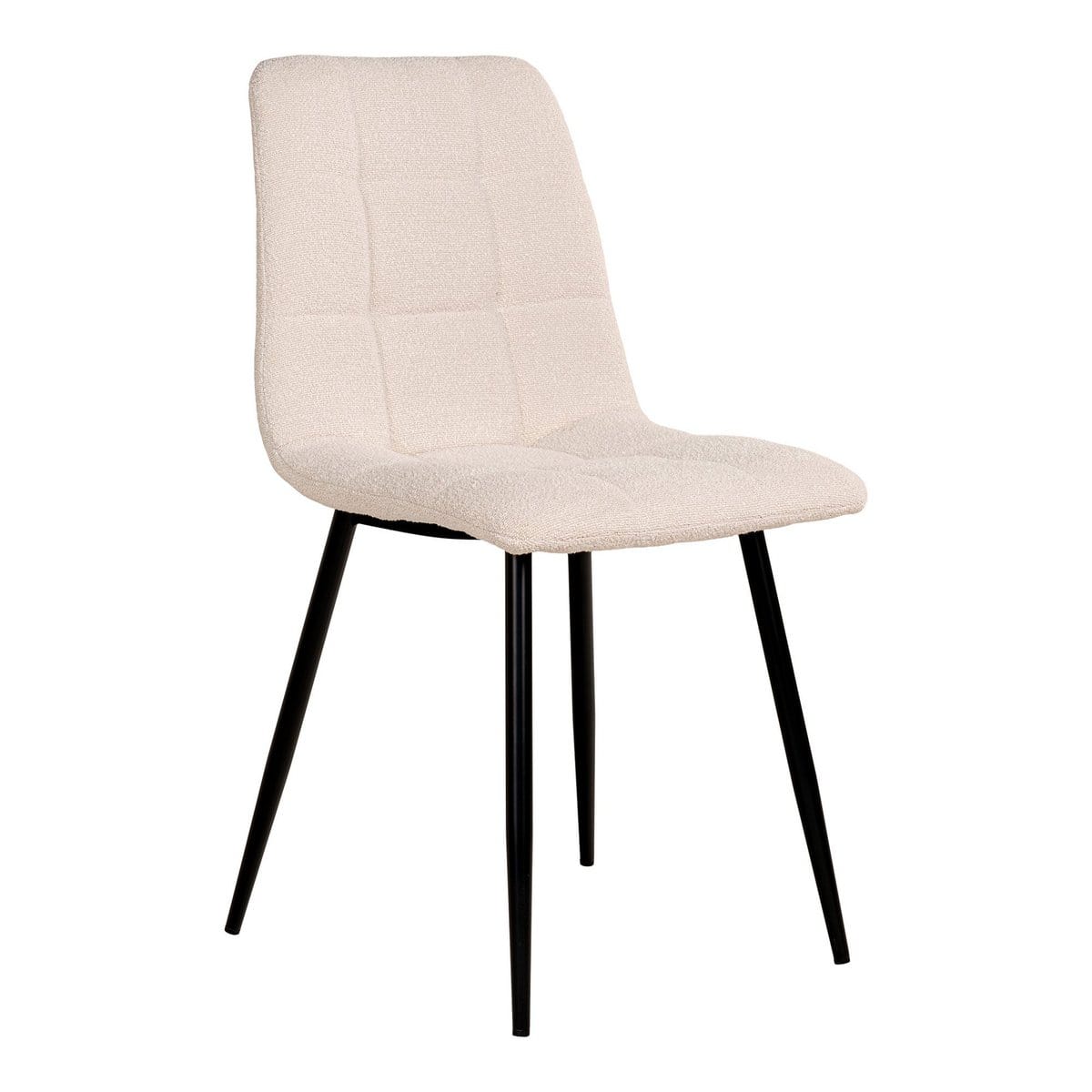 House Nordic ApS Middelfart Dining Chair - Eetkamerstoel in bouclé, wit met zwarte poten, HN1232 - set van 2