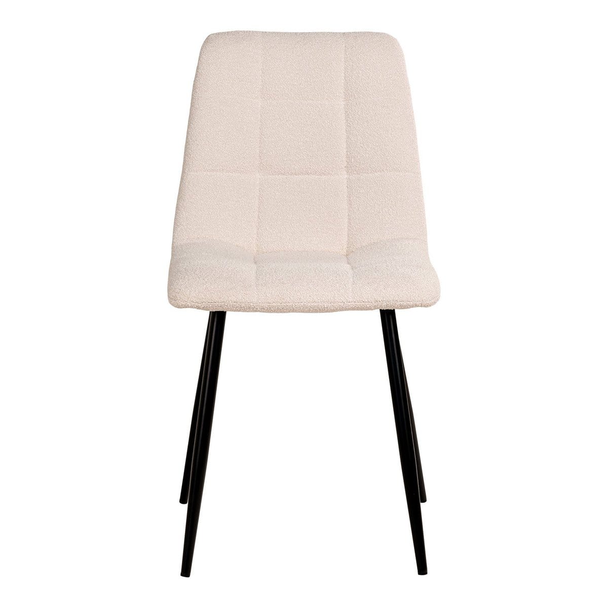 House Nordic ApS Middelfart Dining Chair - Eetkamerstoel in bouclé, wit met zwarte poten, HN1232 - set van 2