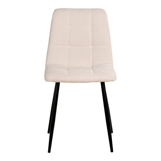 House Nordic ApS Middelfart Dining Chair - Eetkamerstoel in bouclé, wit met zwarte poten, HN1232 - set van 2