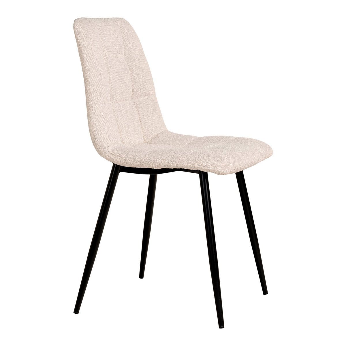 House Nordic ApS Middelfart Dining Chair - Eetkamerstoel in bouclé, wit met zwarte poten, HN1232 - set van 2