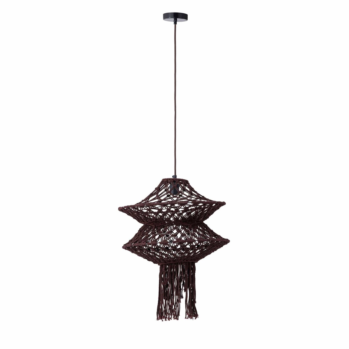 PTMD Milley Brown katoenen macramé hanglamp 2 lagen