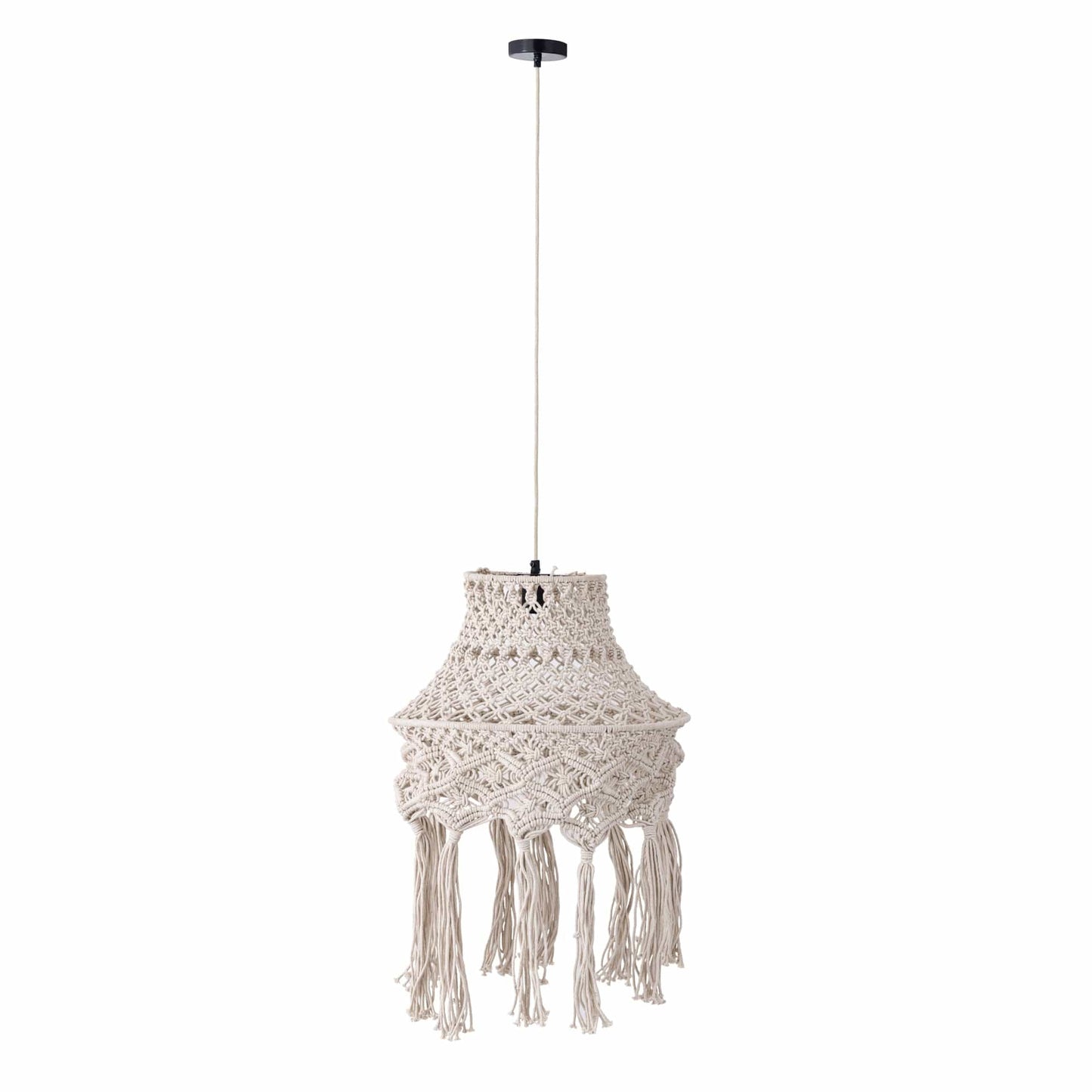 PTMD Milley Crème katoenen macramé hanglamp rond