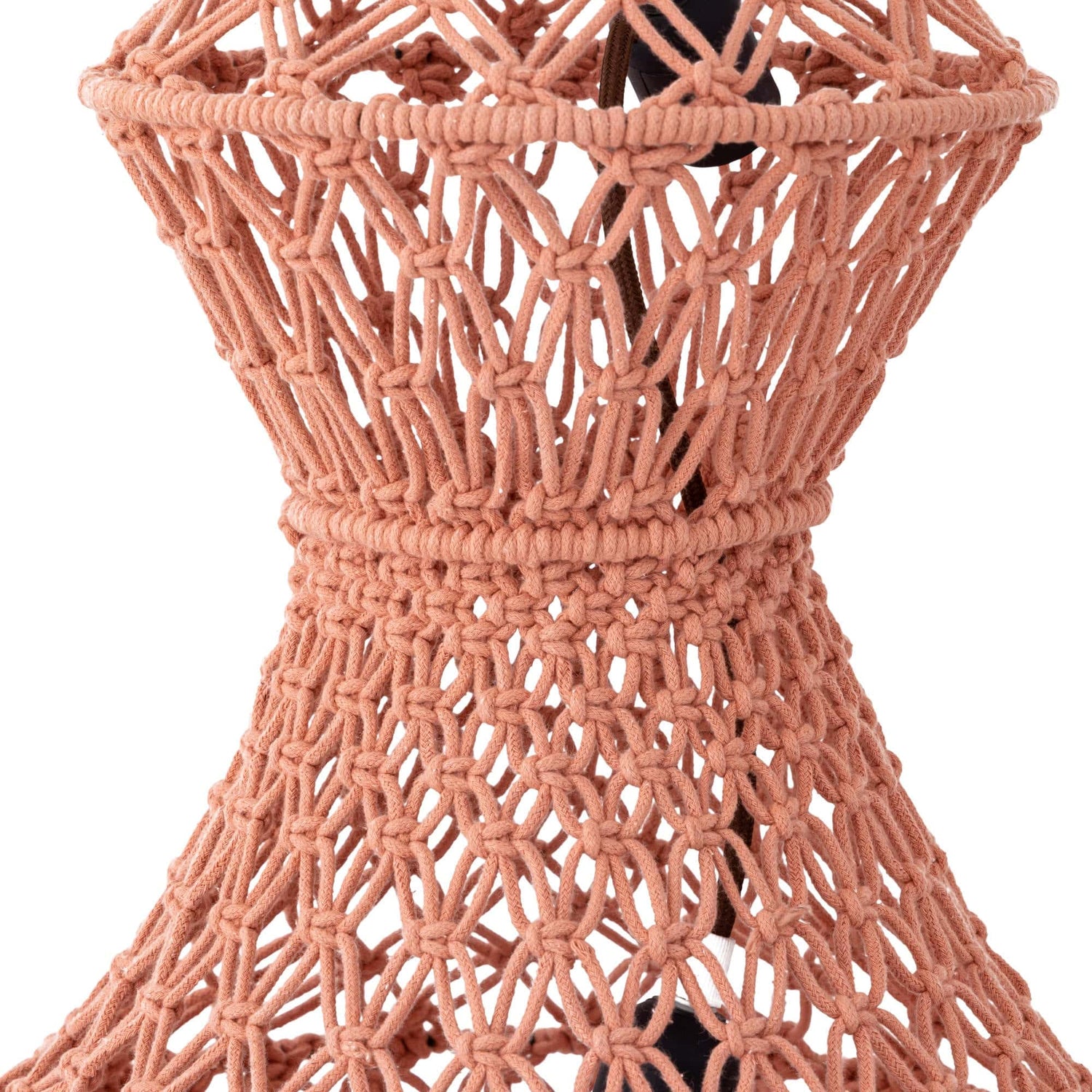 PTMD Milley Oranje katoenen macramé hanglamp 3 lagen