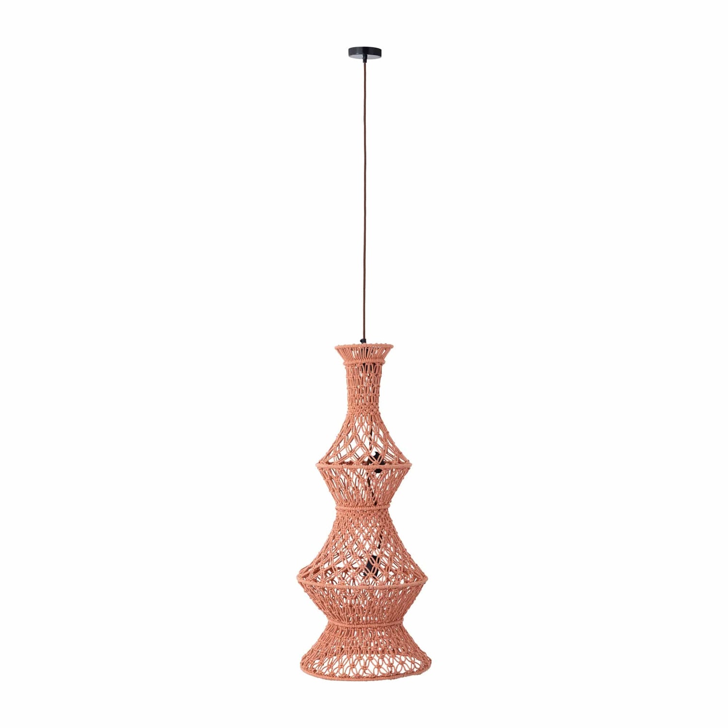 PTMD Milley Oranje katoenen macramé hanglamp 3 lagen