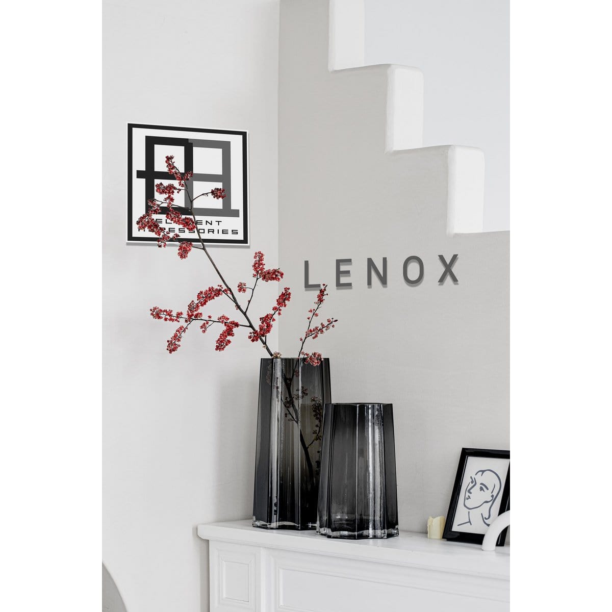 Element Accessories Modern-Klassiek Luxe hoge vaas, stijlvol Belgisch design, LENOX 40 Grijs