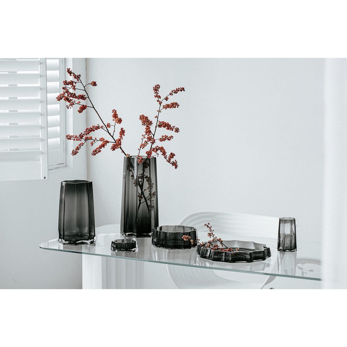 Element Accessories Modern-Klassiek Luxe hoge vaas, stijlvol Belgisch design, LENOX 40 Grijs