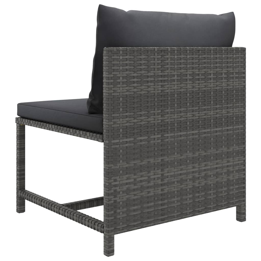 vidaXL Modulaire tuinbanken 4-delige Loungeset met kussens poly rattan grijs