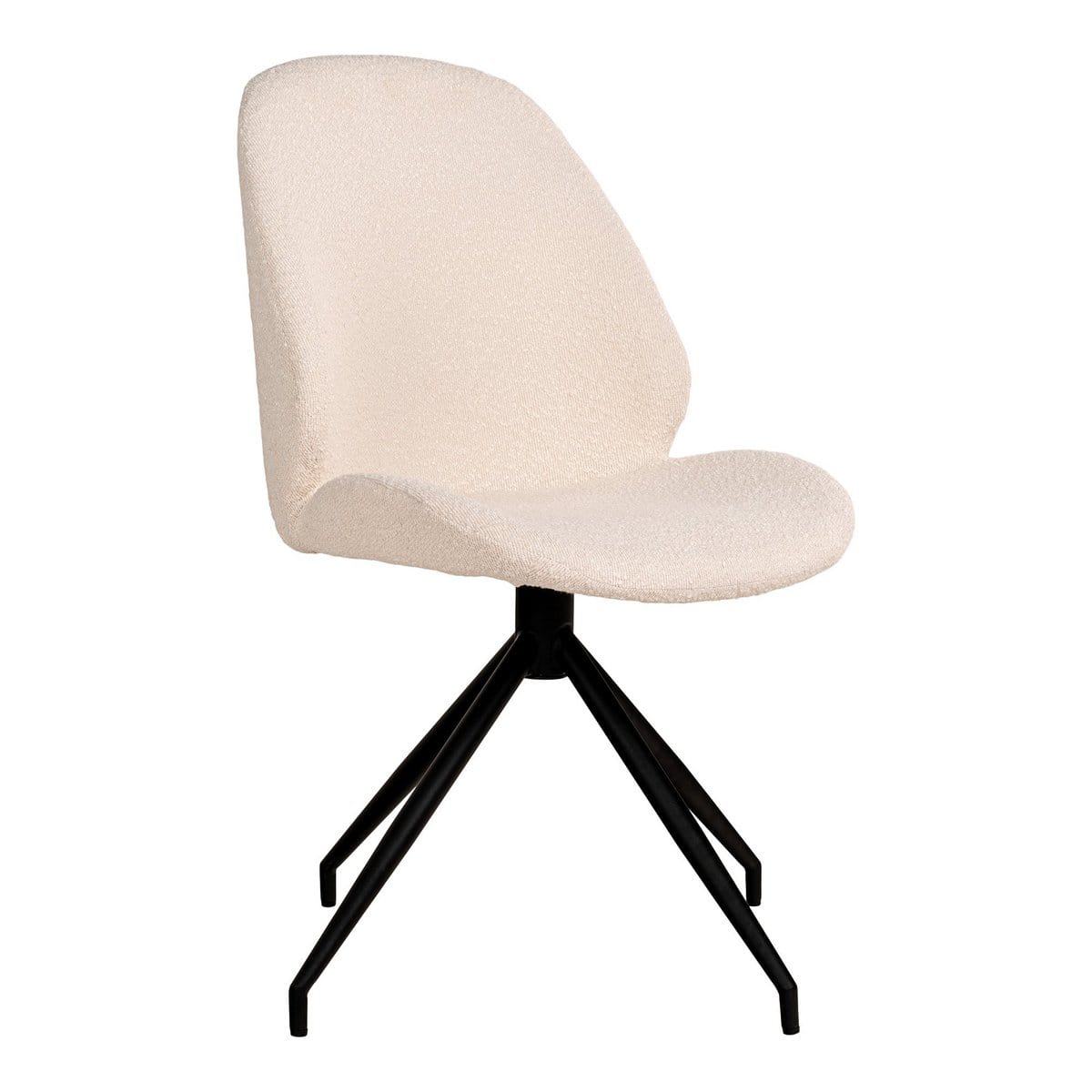 House Nordic ApS Monte Carlo Dining Chair - Eetkamerstoel in bouclé met draaibaar onderstel, wit met zwarte poten, HN1232 - Set van 2