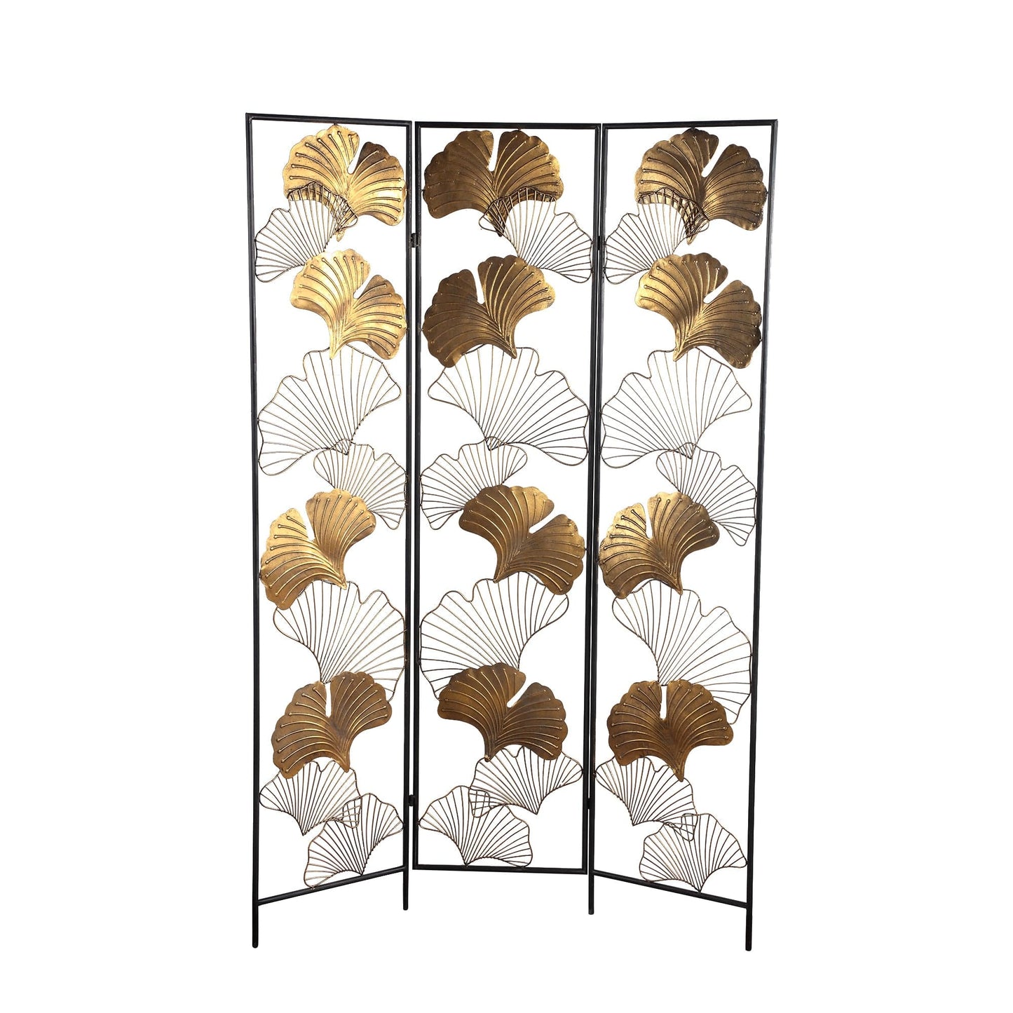 PTMD Nadesh Goudkleurige metalen roomdivider ginkgobladeren rect