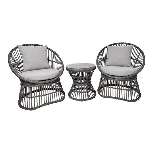 House Nordic ApS Natal Lounge Set - Loungeset, rotan, grijs, incl. Kussens