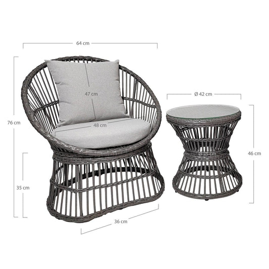 House Nordic ApS Natal Lounge Set - Loungeset, rotan, grijs, incl. Kussens