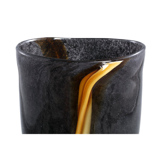 PTMD Nicho Zwart glazen vaas met gouden streep rond