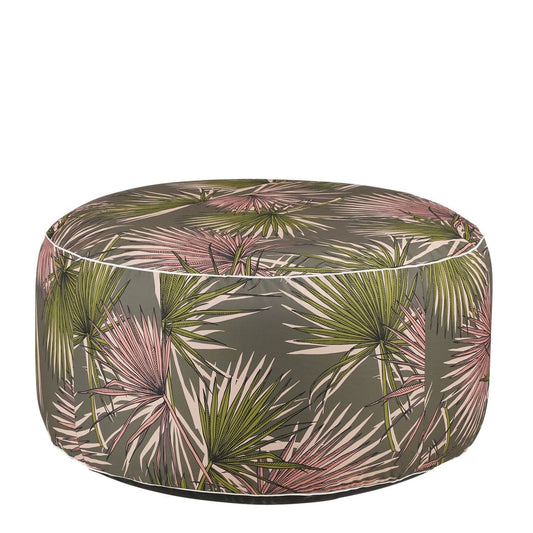 Mica Decorations Nuno Opblaasbare Poef met Palm Bladeren - H37 x Ø80 cm - Groen