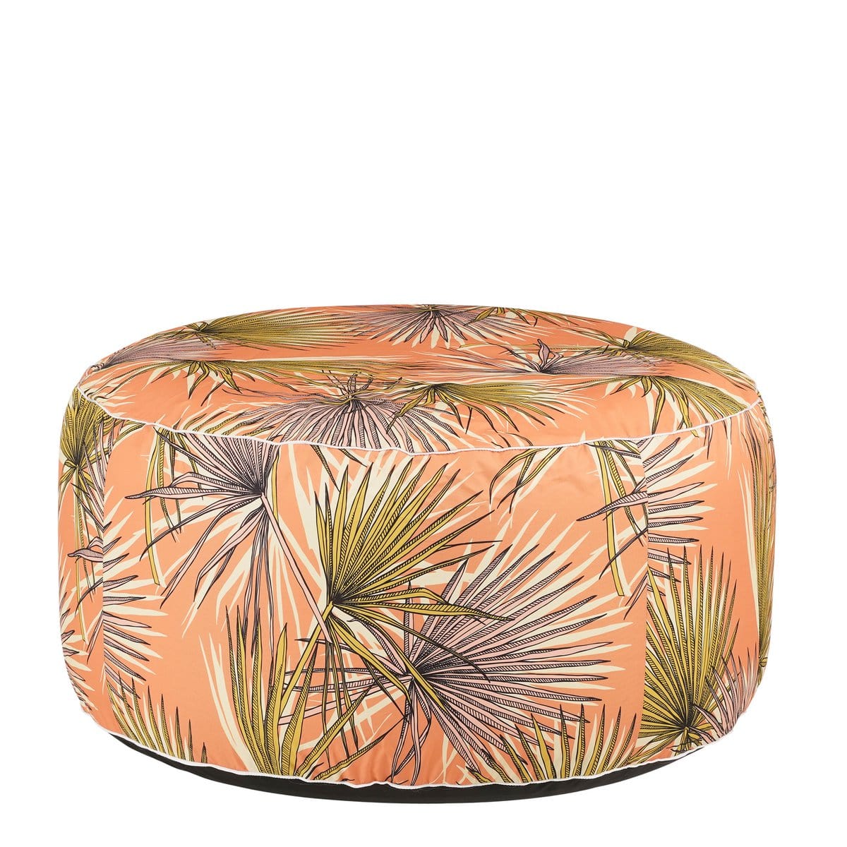 Mica Decorations Nuno Opblaasbare Poef met Palm Bladeren - H37 x Ø80 cm - Oranje