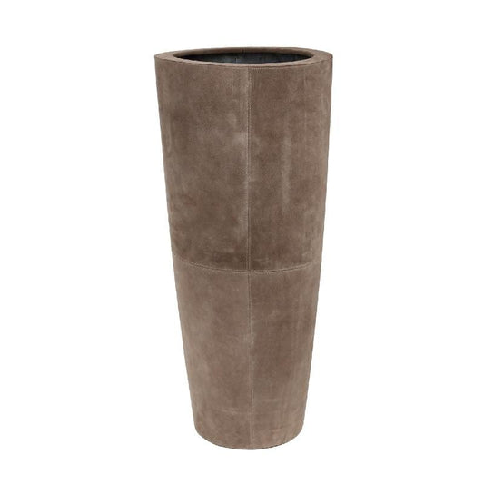 PTMD Omar Beige metalen pot suède leren hoes rondL