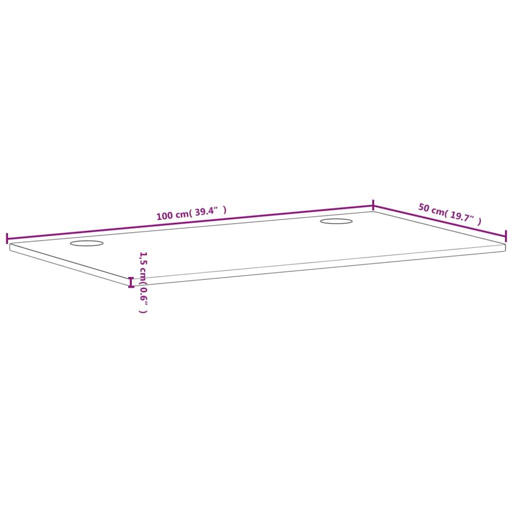 vidaXL Onderdelen en accessoires voor bureaus Bureaublad 100x50x1,5 cm massief beukenhout