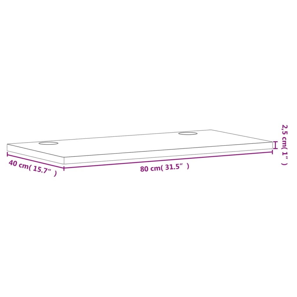 vidaXL Onderdelen en accessoires voor bureaus Bureaublad 80x40x2,5 cm massief beukenhout