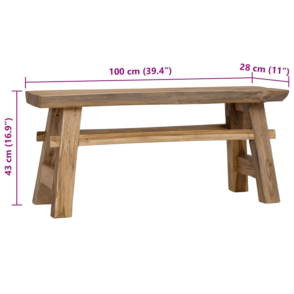 vidaXL Opberg- & halbankjes Bank 100x28x43 cm gemengd gerecycled hout en massief teakhout