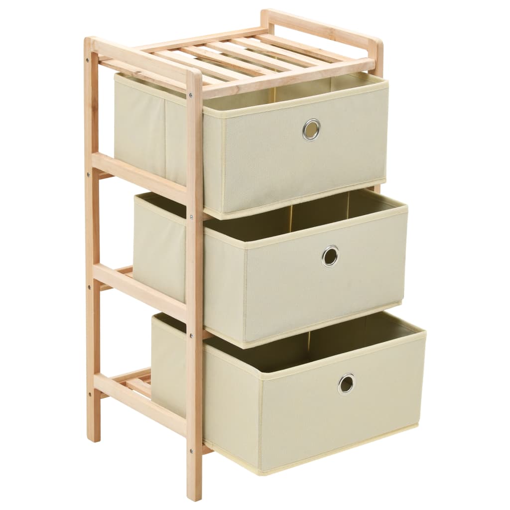 vidaXL Opbergkasten & lockerkasten Opbergrekken met 3 stoffen manden 2 st cederhout beige