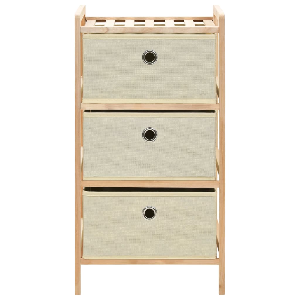 vidaXL Opbergkasten & lockerkasten Opbergrekken met 3 stoffen manden 2 st cederhout beige